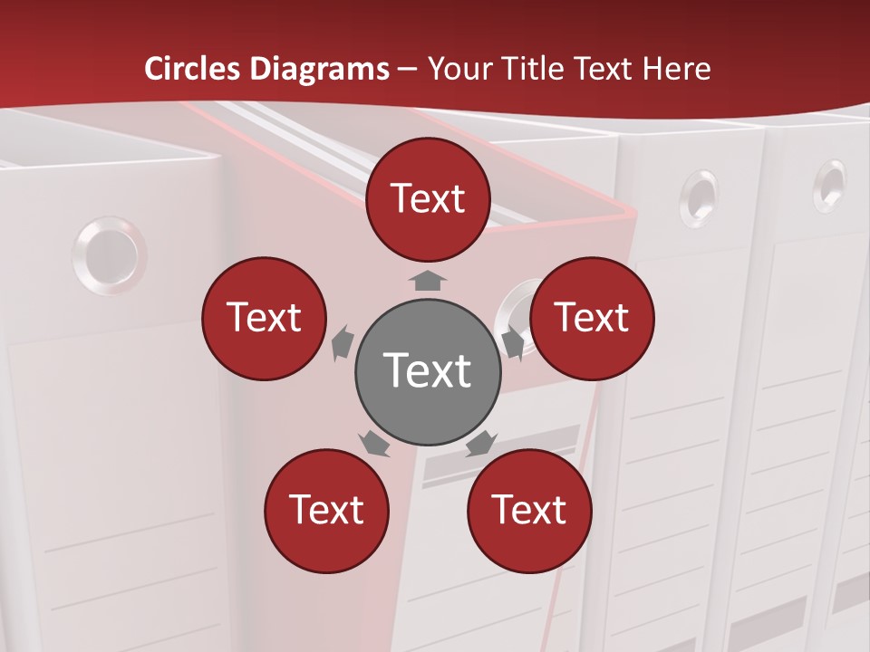 A Red Binder Is Next To A Row Of White Binders PowerPoint Template