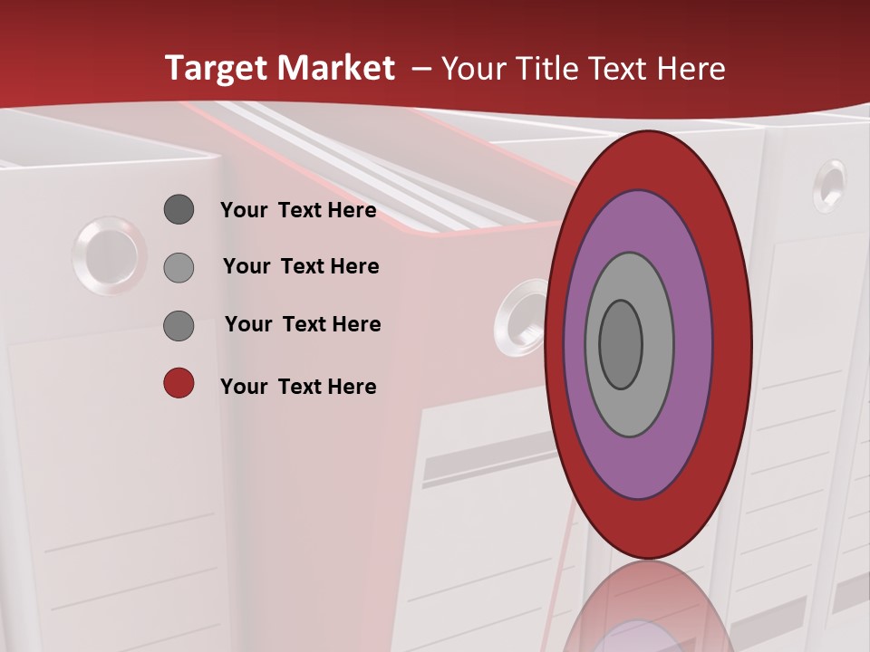 A Red Binder Is Next To A Row Of White Binders PowerPoint Template