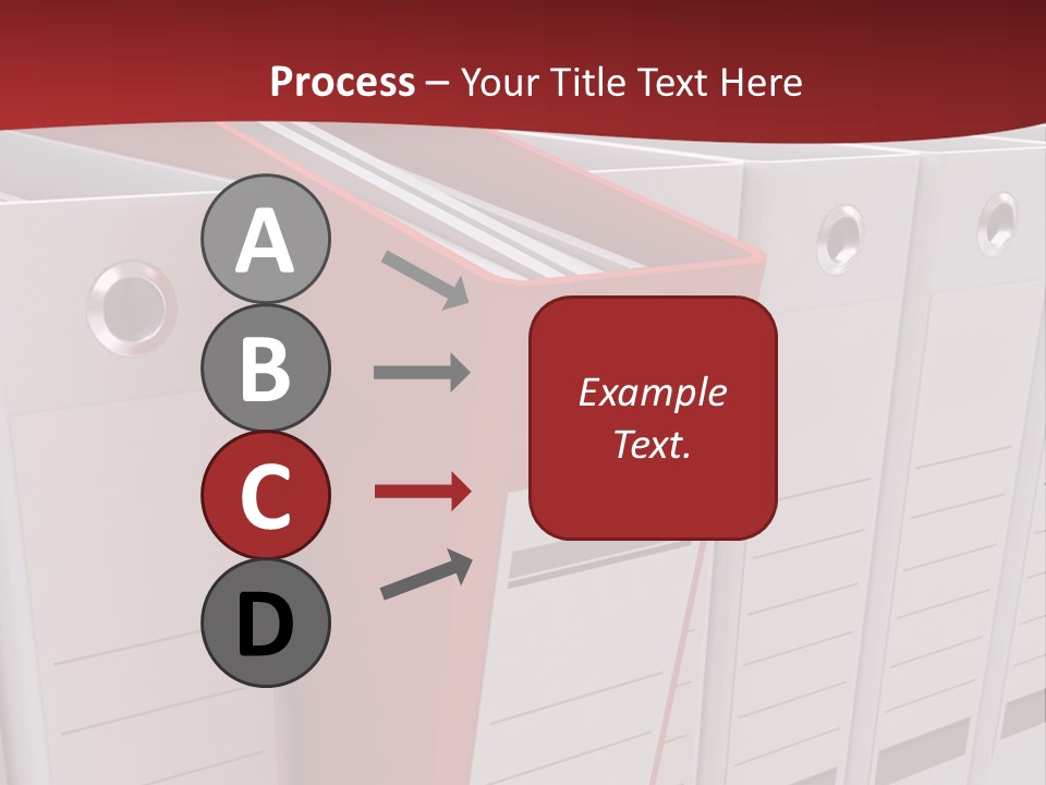 A Red Binder Is Next To A Row Of White Binders PowerPoint Template