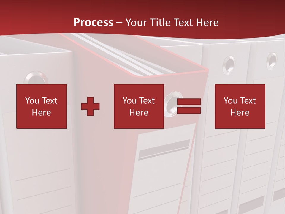A Red Binder Is Next To A Row Of White Binders PowerPoint Template