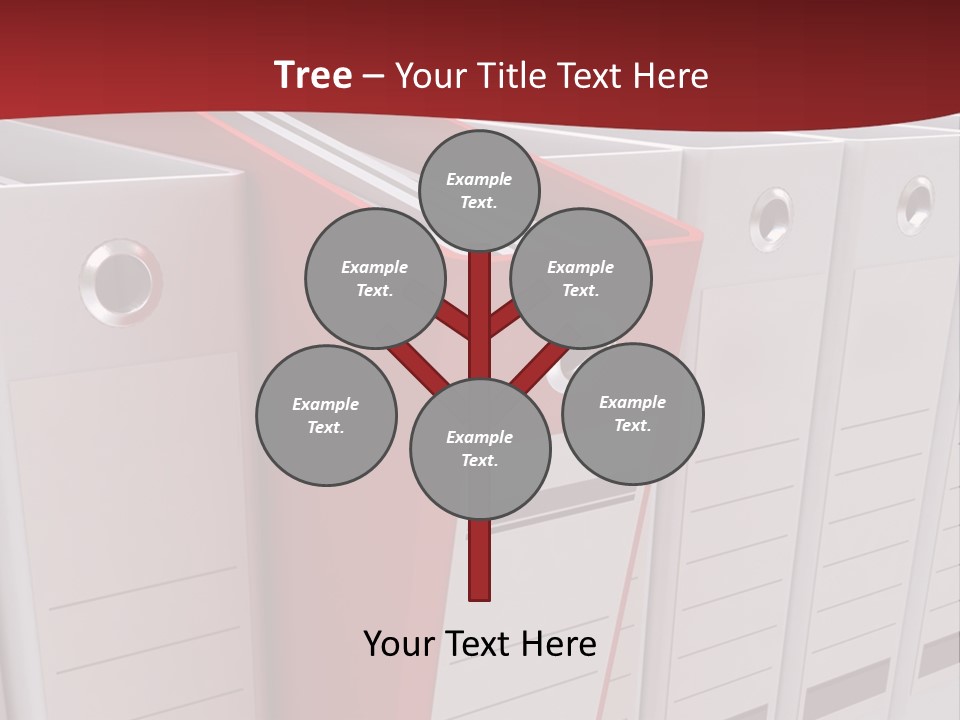 A Red Binder Is Next To A Row Of White Binders PowerPoint Template