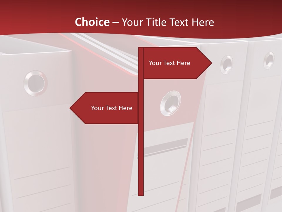 A Red Binder Is Next To A Row Of White Binders PowerPoint Template