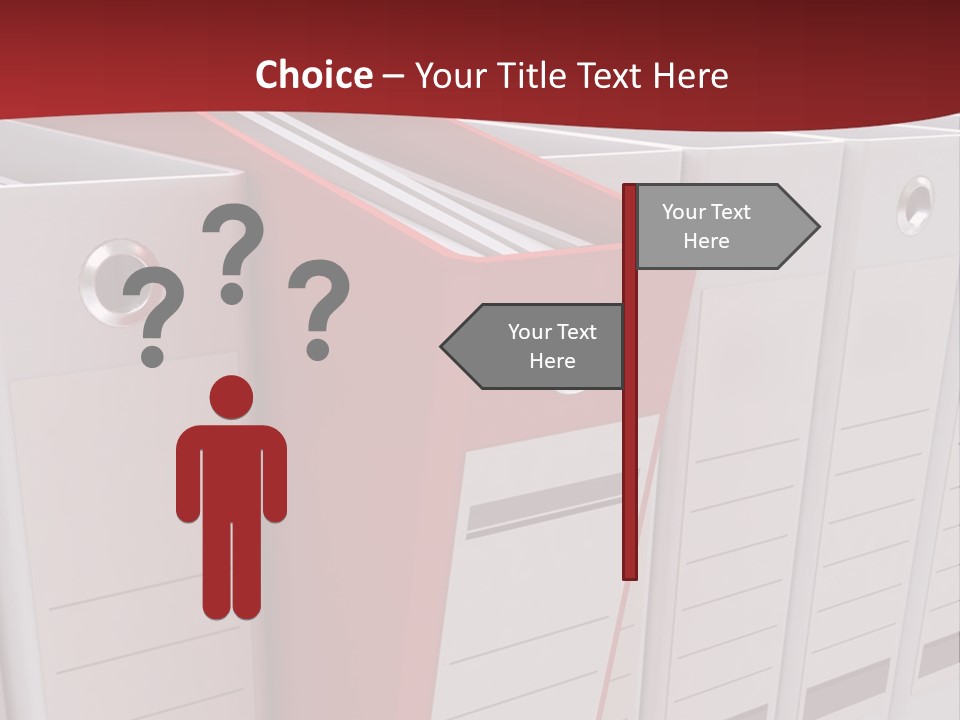 A Red Binder Is Next To A Row Of White Binders PowerPoint Template