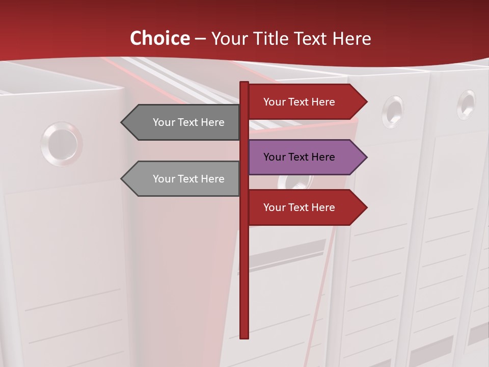 A Red Binder Is Next To A Row Of White Binders PowerPoint Template