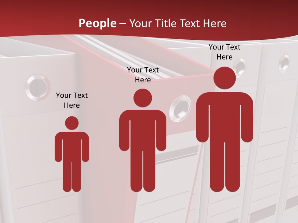 A Red Binder Is Next To A Row Of White Binders PowerPoint Template