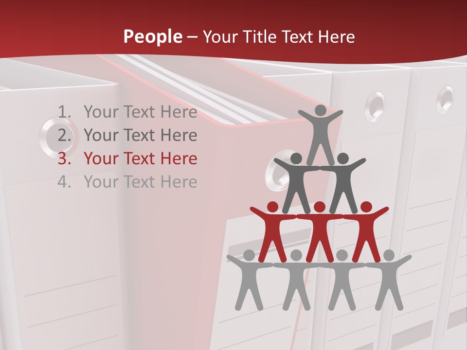 A Red Binder Is Next To A Row Of White Binders PowerPoint Template