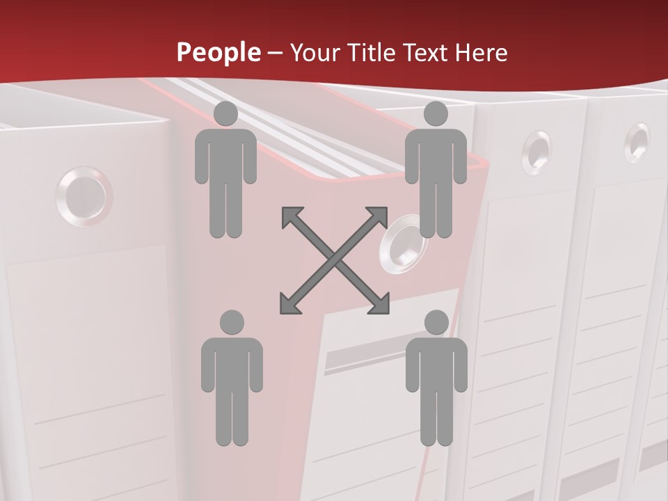 A Red Binder Is Next To A Row Of White Binders PowerPoint Template