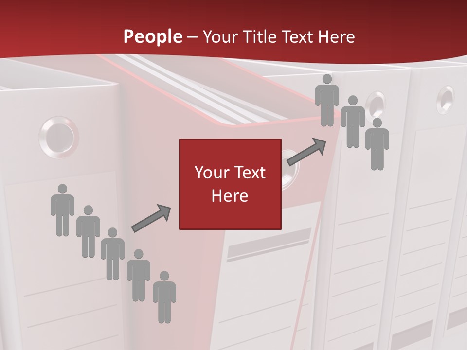 A Red Binder Is Next To A Row Of White Binders PowerPoint Template