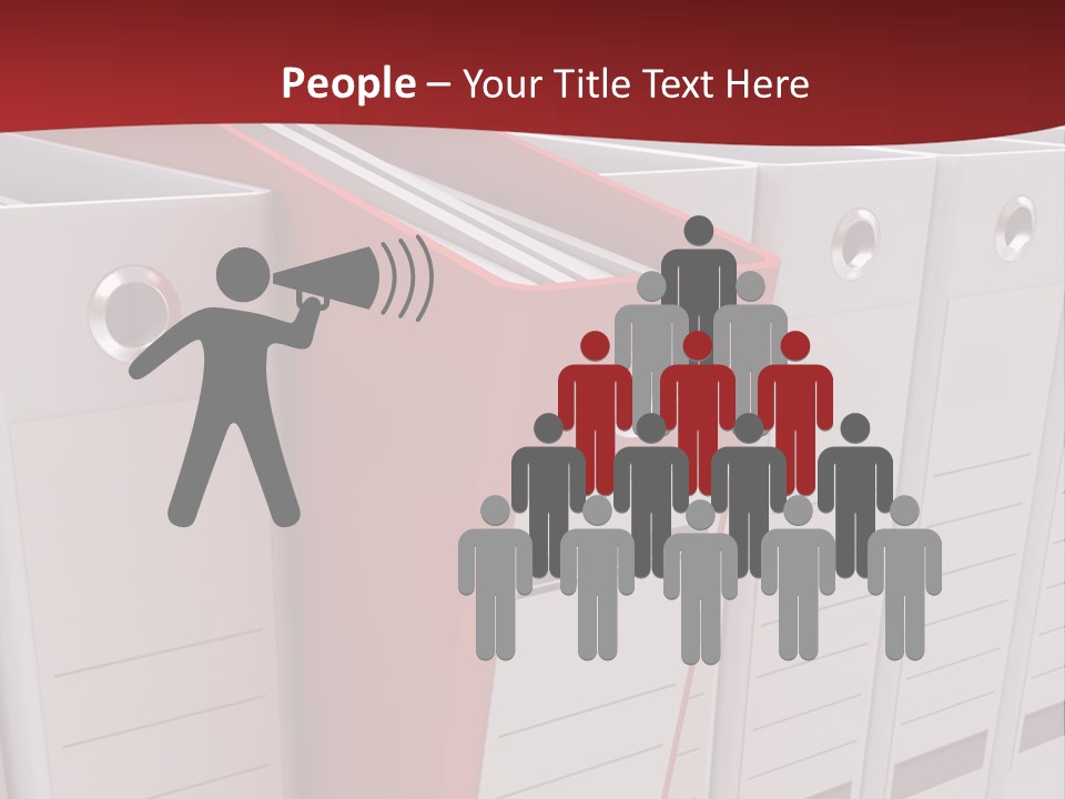 A Red Binder Is Next To A Row Of White Binders PowerPoint Template