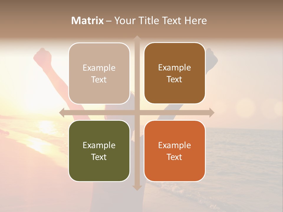 A Person Standing On A Beach With Their Arms In The Air PowerPoint Template