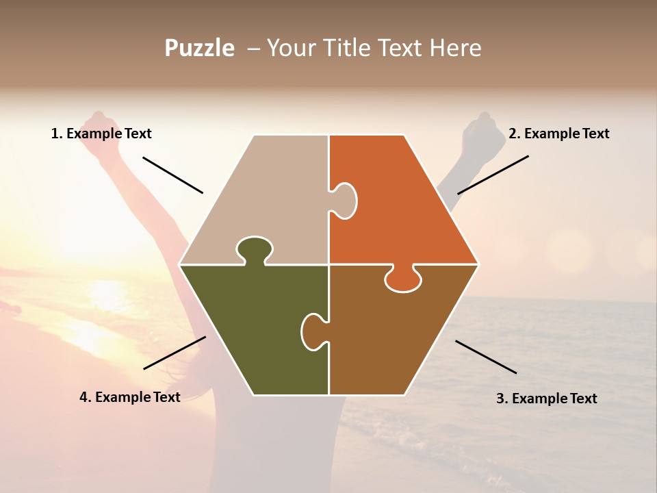 A Person Standing On A Beach With Their Arms In The Air PowerPoint Template