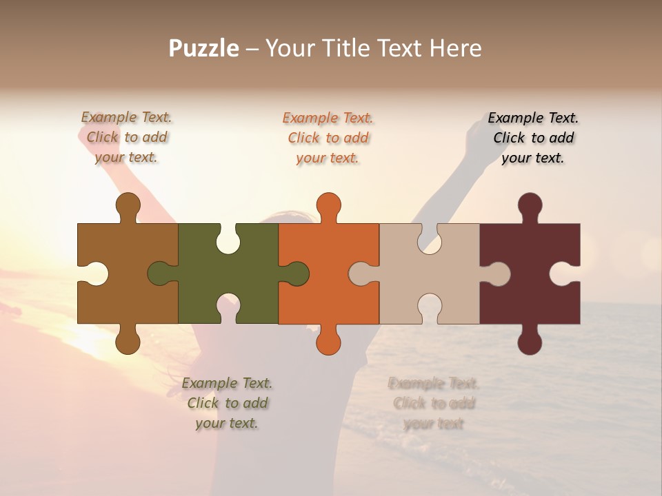 A Person Standing On A Beach With Their Arms In The Air PowerPoint Template