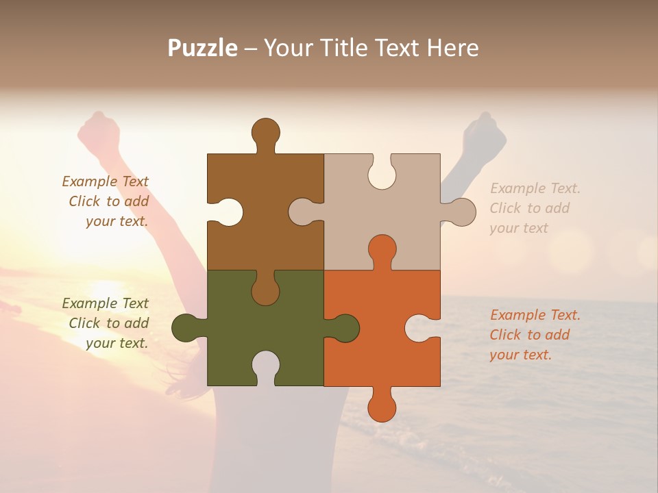 A Person Standing On A Beach With Their Arms In The Air PowerPoint Template