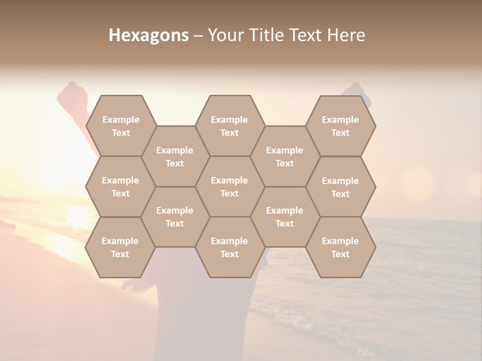 A Person Standing On A Beach With Their Arms In The Air PowerPoint Template