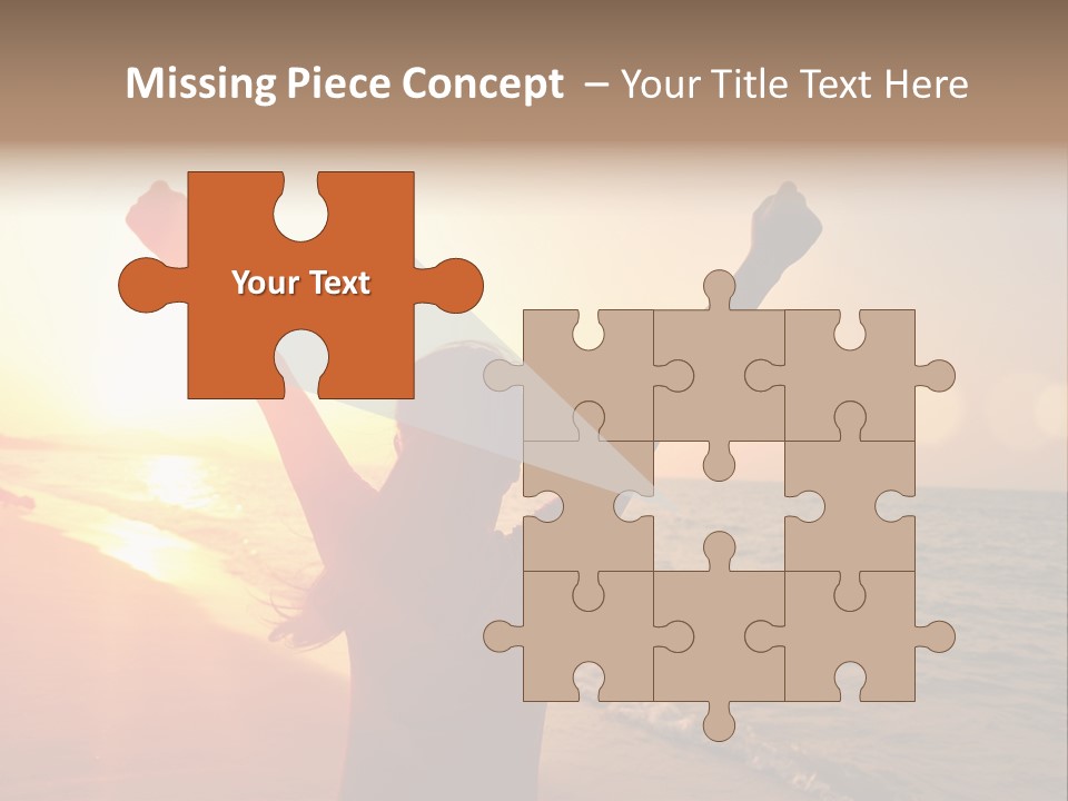 A Person Standing On A Beach With Their Arms In The Air PowerPoint Template