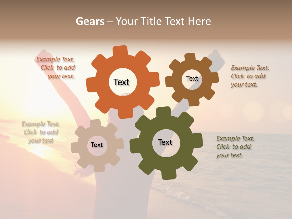 A Person Standing On A Beach With Their Arms In The Air PowerPoint Template