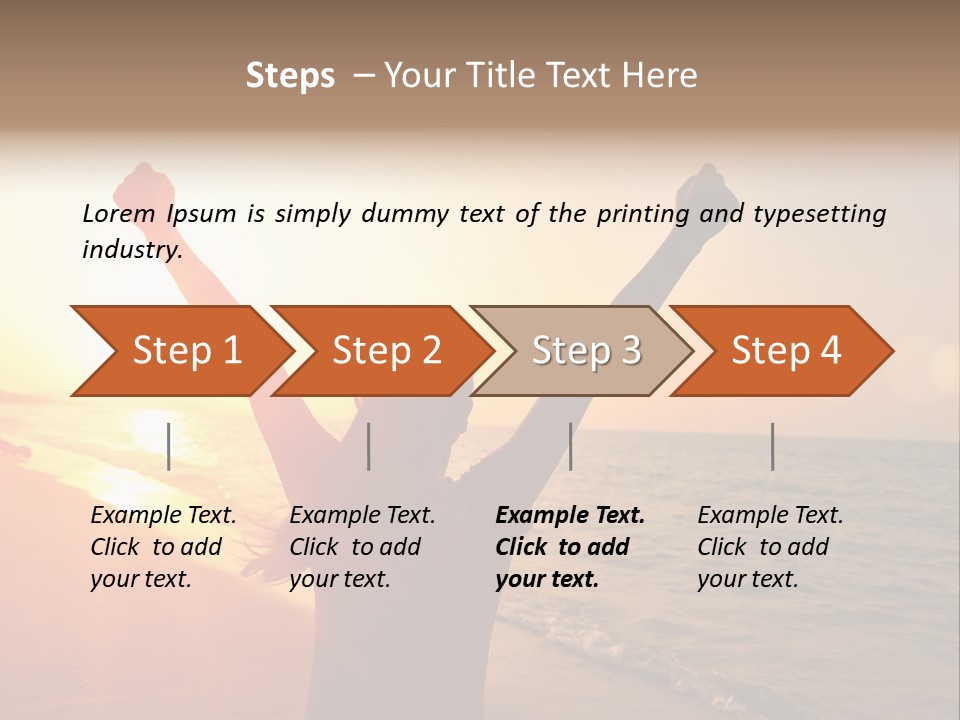 A Person Standing On A Beach With Their Arms In The Air PowerPoint Template