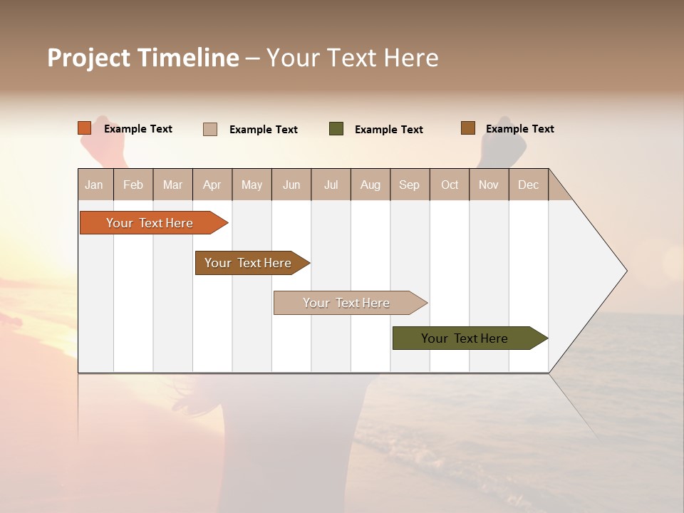 A Person Standing On A Beach With Their Arms In The Air PowerPoint Template