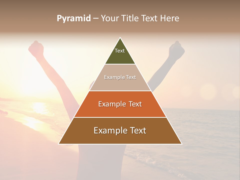 A Person Standing On A Beach With Their Arms In The Air PowerPoint Template