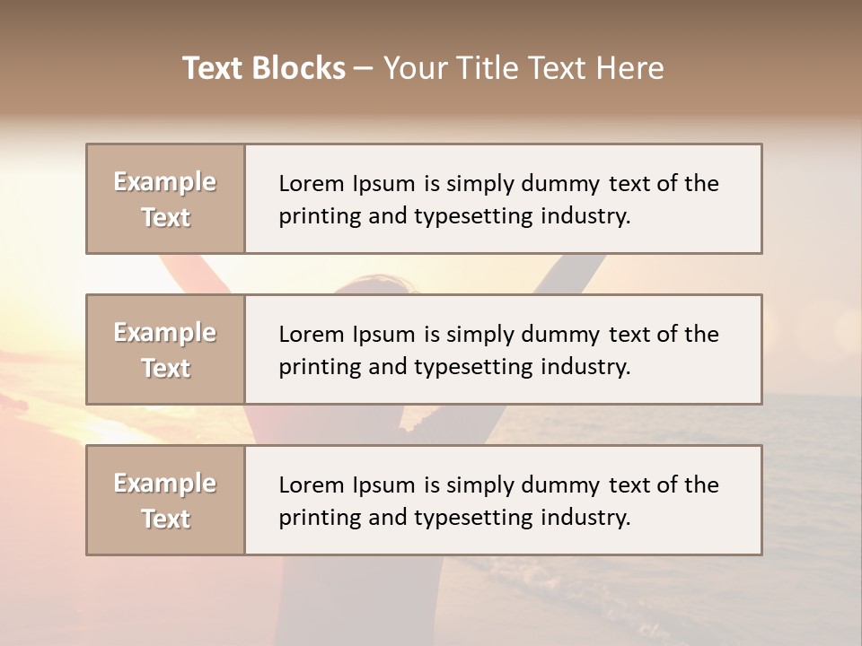 A Person Standing On A Beach With Their Arms In The Air PowerPoint Template