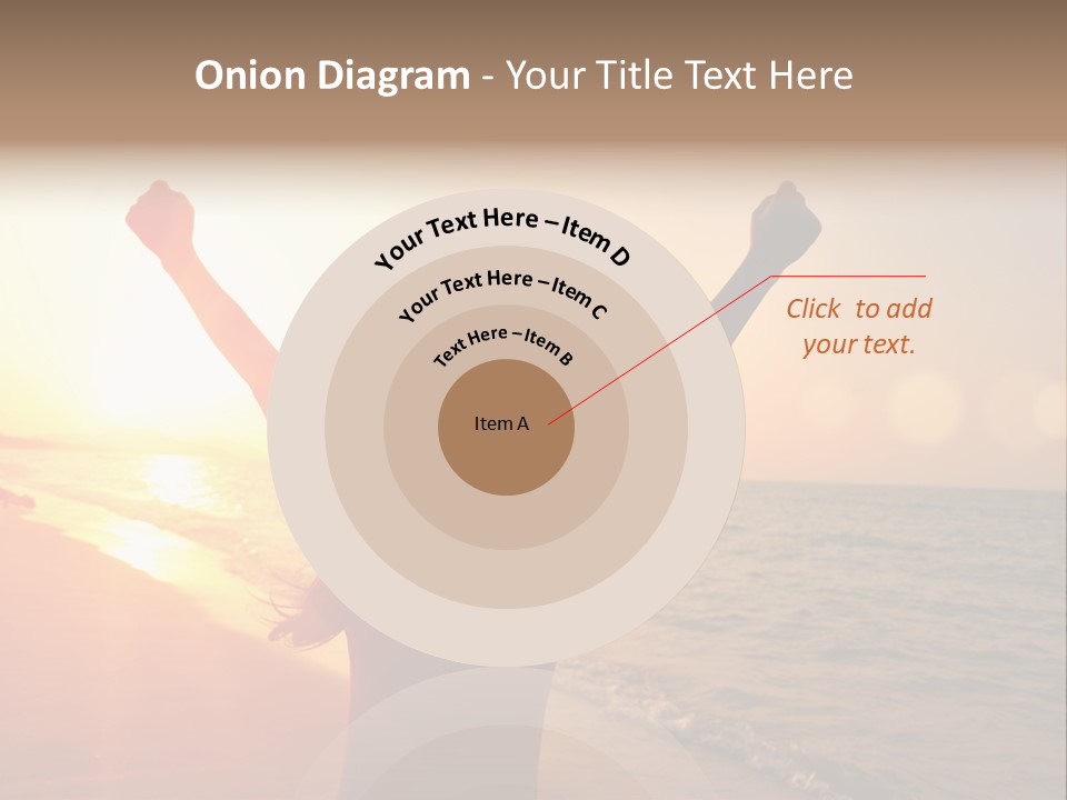 A Person Standing On A Beach With Their Arms In The Air PowerPoint Template