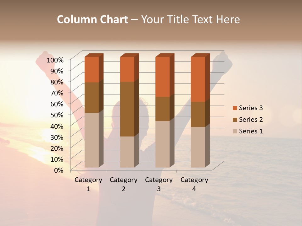 A Person Standing On A Beach With Their Arms In The Air PowerPoint Template