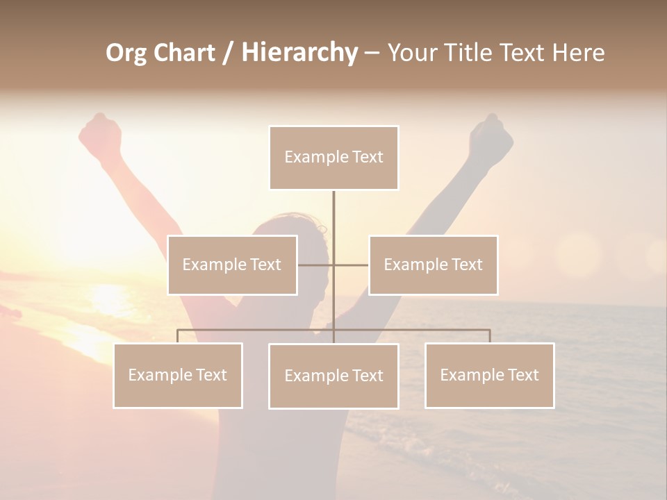 A Person Standing On A Beach With Their Arms In The Air PowerPoint Template