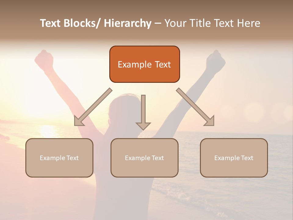 A Person Standing On A Beach With Their Arms In The Air PowerPoint Template