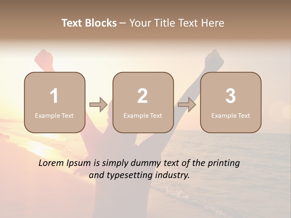 A Person Standing On A Beach With Their Arms In The Air PowerPoint Template