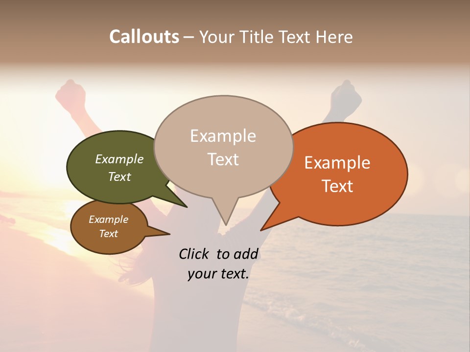 A Person Standing On A Beach With Their Arms In The Air PowerPoint Template