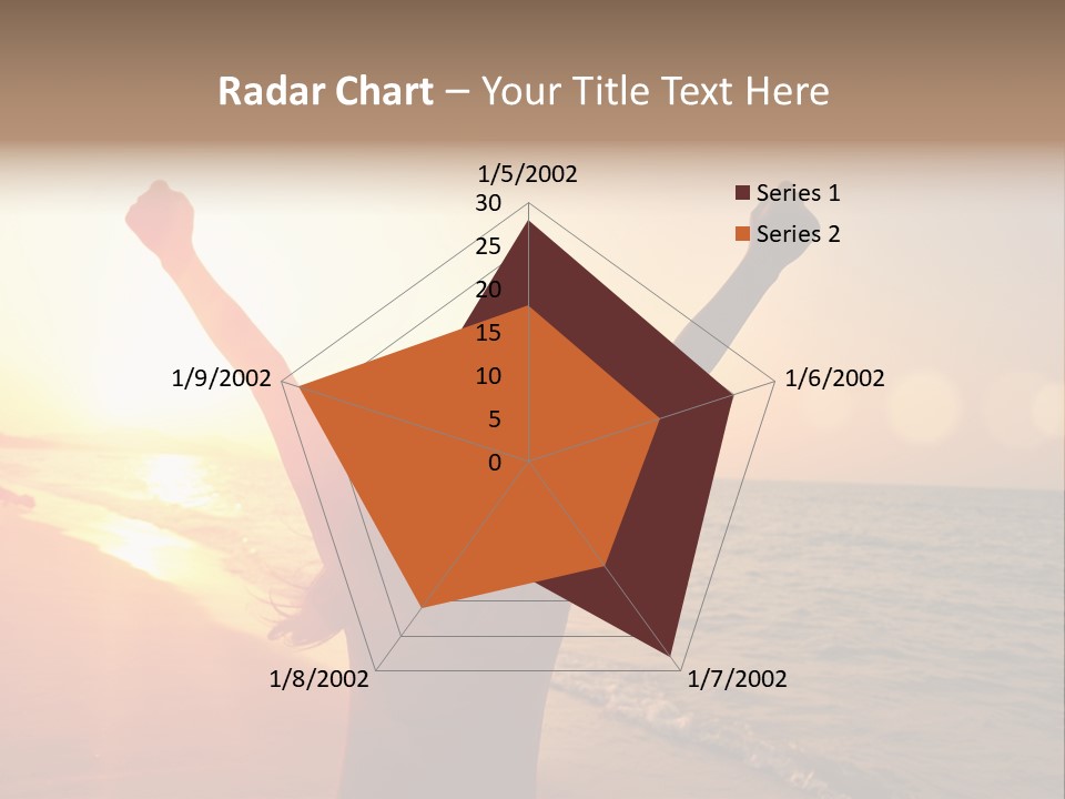 A Person Standing On A Beach With Their Arms In The Air PowerPoint Template