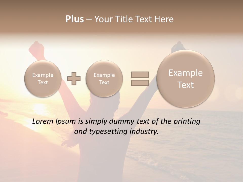 A Person Standing On A Beach With Their Arms In The Air PowerPoint Template