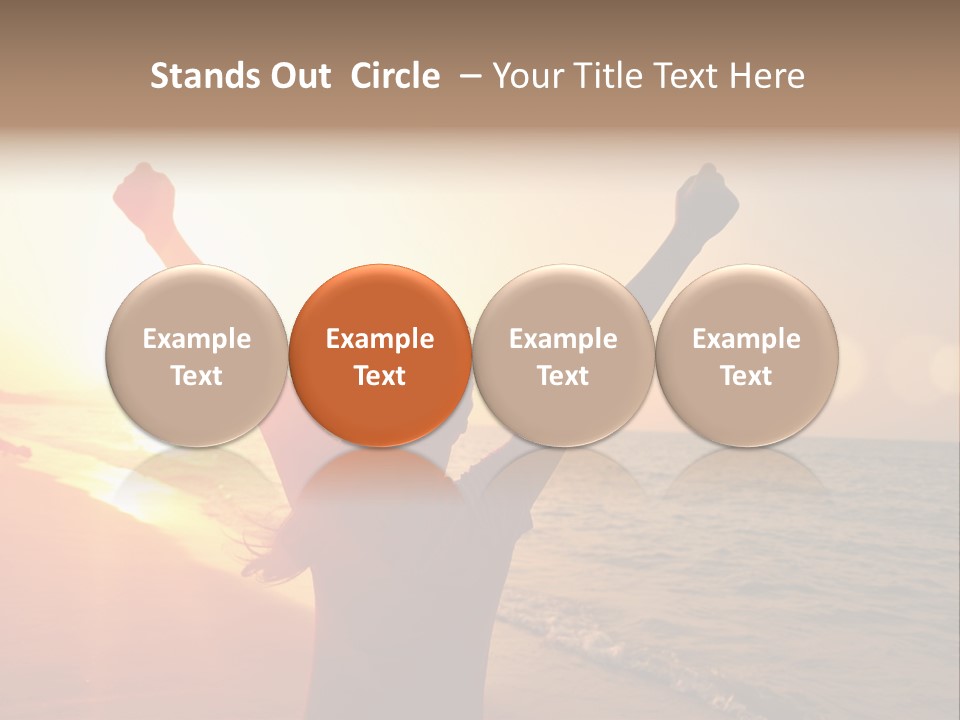 A Person Standing On A Beach With Their Arms In The Air PowerPoint Template