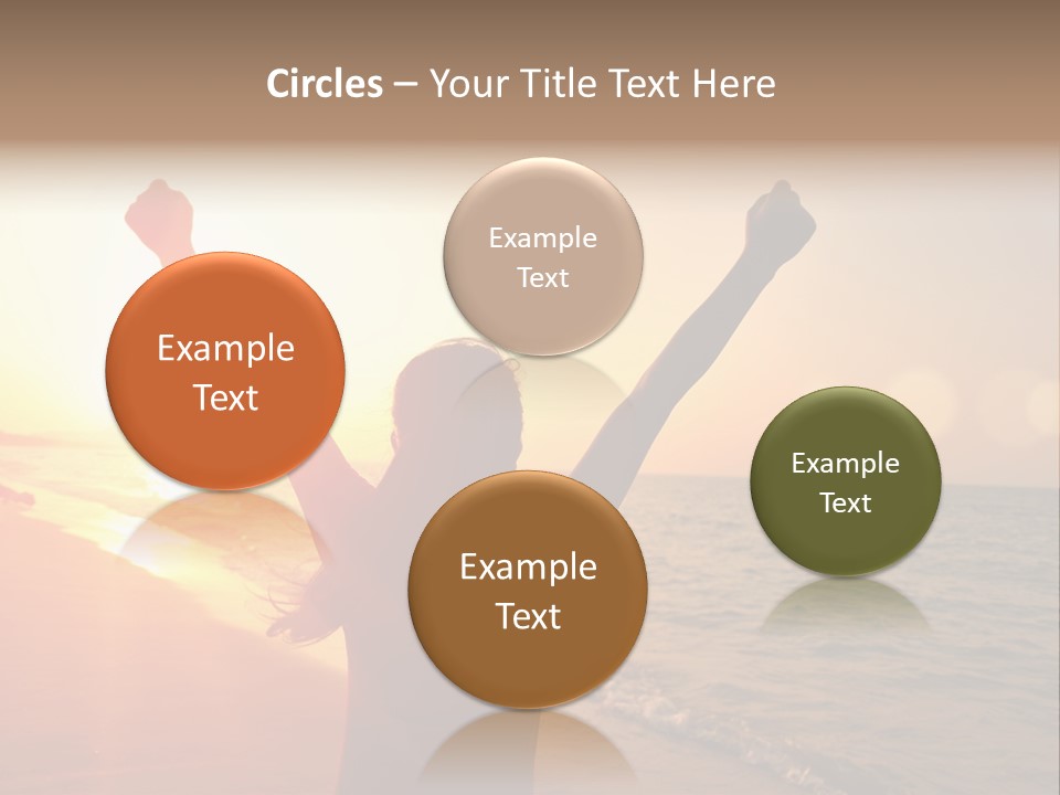 A Person Standing On A Beach With Their Arms In The Air PowerPoint Template