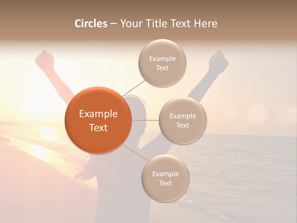 A Person Standing On A Beach With Their Arms In The Air PowerPoint Template