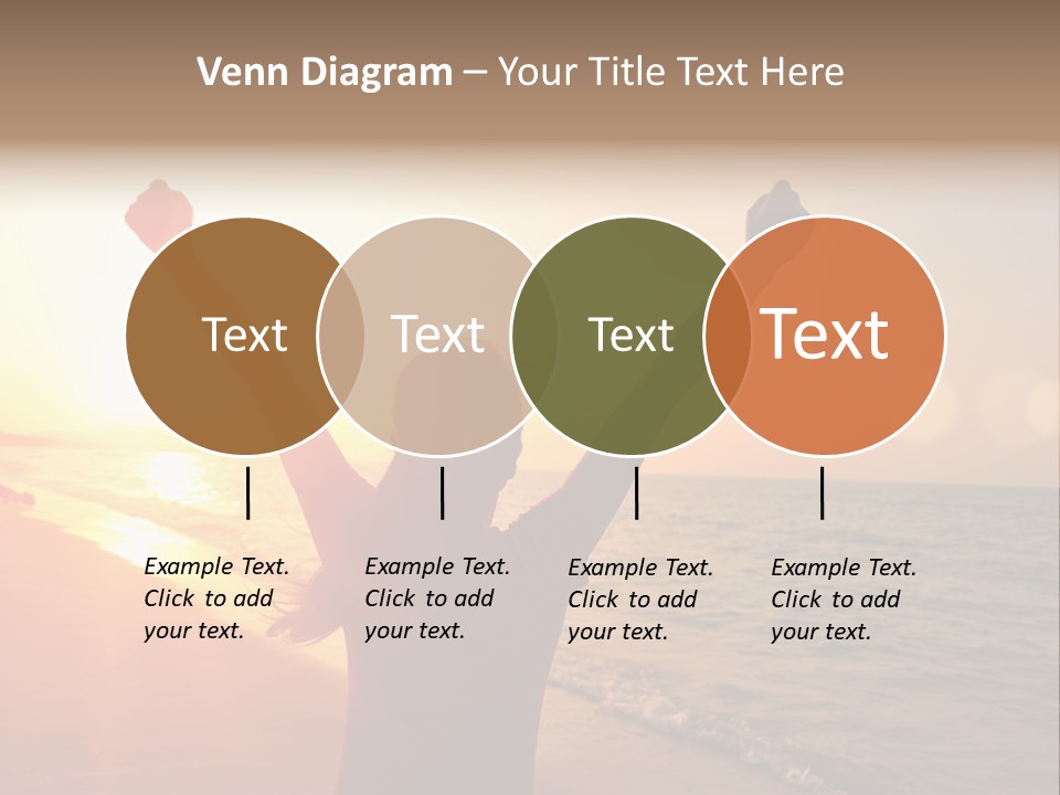 A Person Standing On A Beach With Their Arms In The Air PowerPoint Template