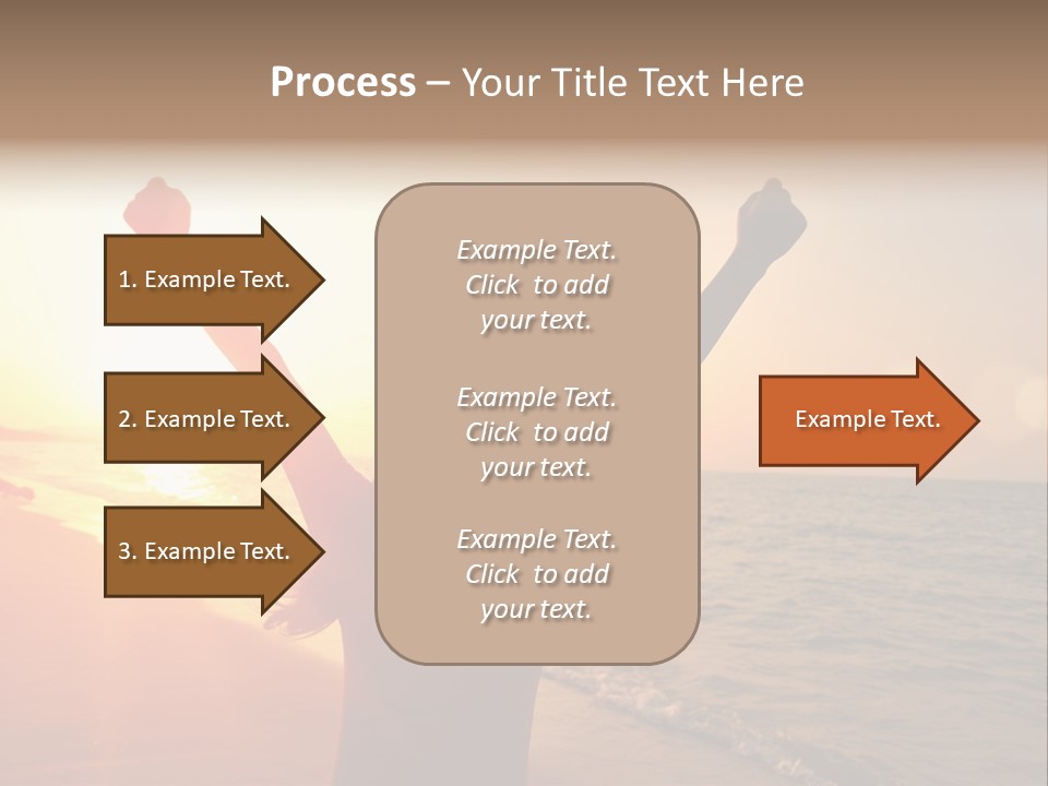 A Person Standing On A Beach With Their Arms In The Air PowerPoint Template