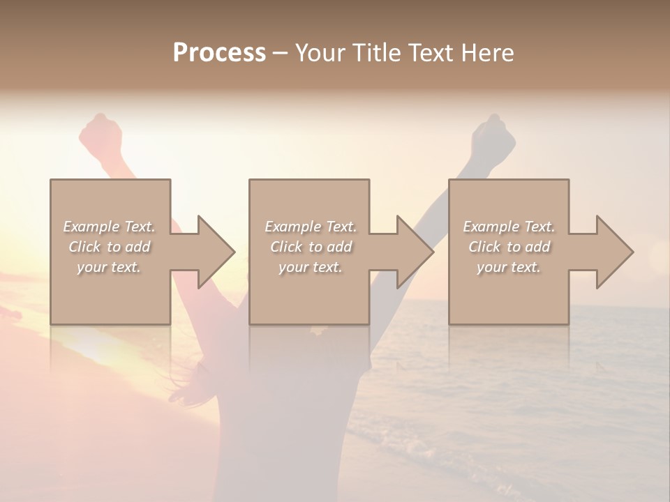 A Person Standing On A Beach With Their Arms In The Air PowerPoint Template