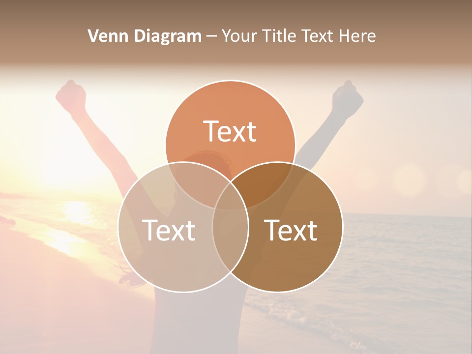 A Person Standing On A Beach With Their Arms In The Air PowerPoint Template