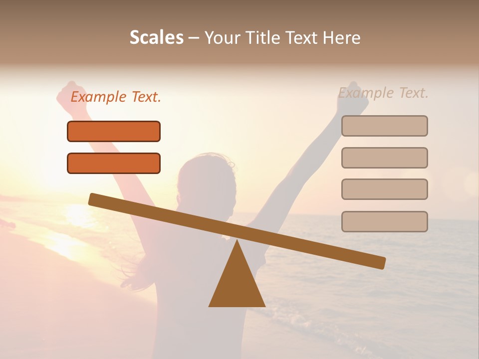 A Person Standing On A Beach With Their Arms In The Air PowerPoint Template