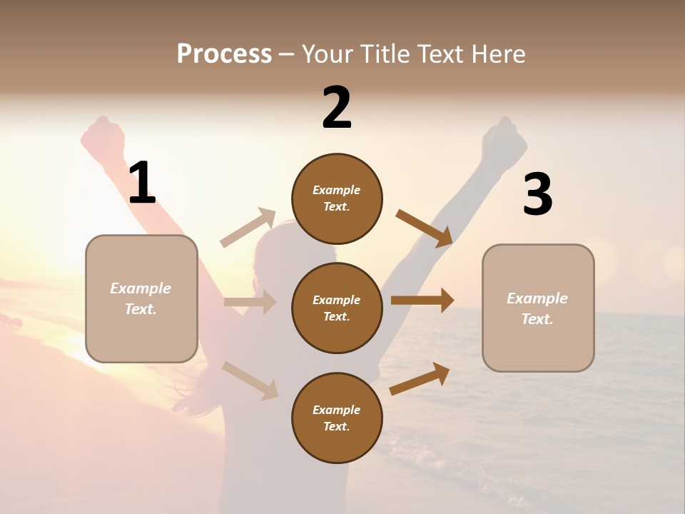 A Person Standing On A Beach With Their Arms In The Air PowerPoint Template