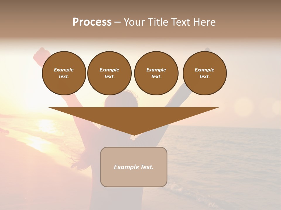 A Person Standing On A Beach With Their Arms In The Air PowerPoint Template