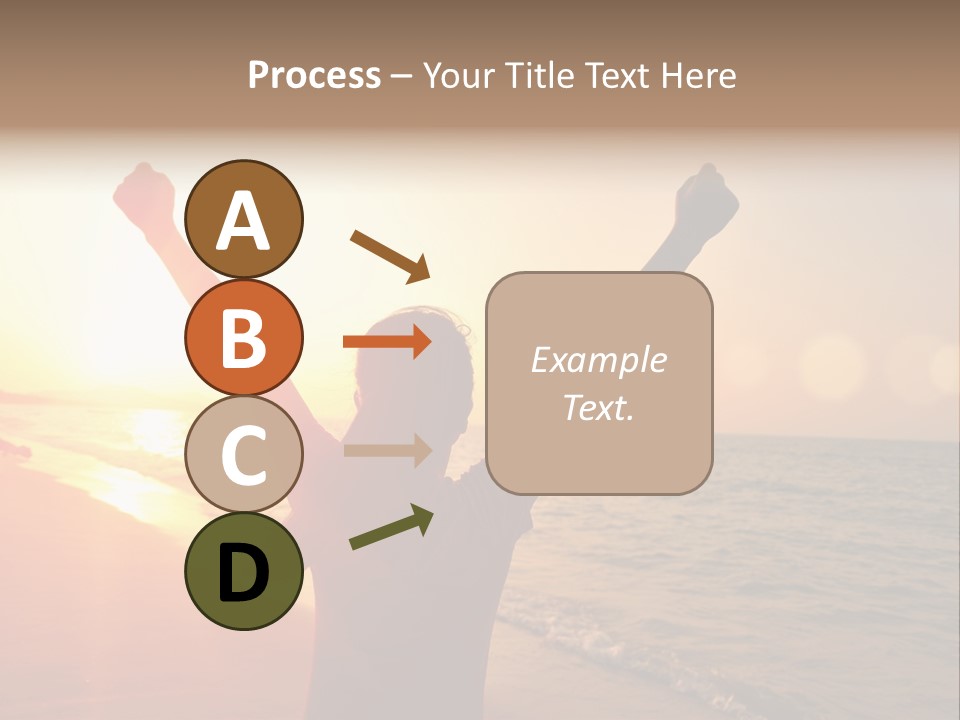 A Person Standing On A Beach With Their Arms In The Air PowerPoint Template