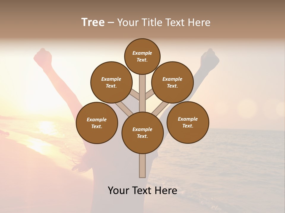 A Person Standing On A Beach With Their Arms In The Air PowerPoint Template