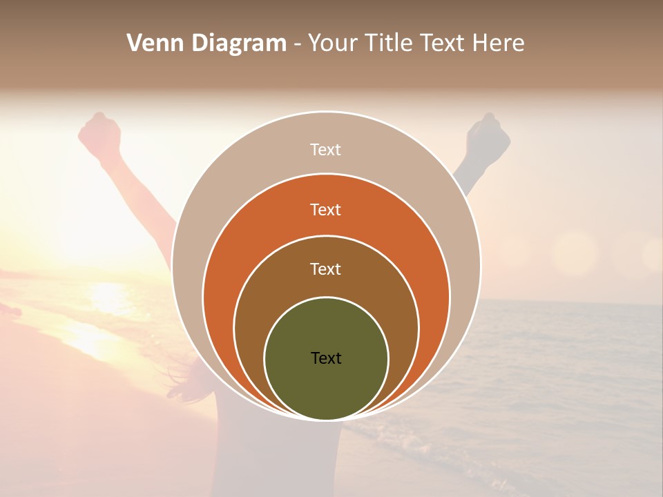 A Person Standing On A Beach With Their Arms In The Air PowerPoint Template