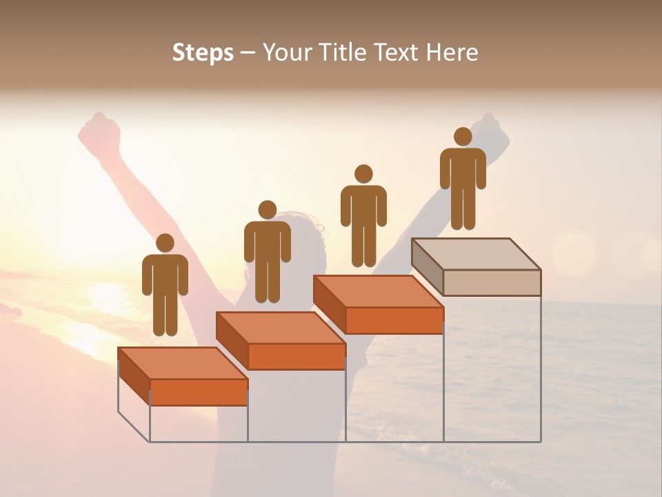 A Person Standing On A Beach With Their Arms In The Air PowerPoint Template