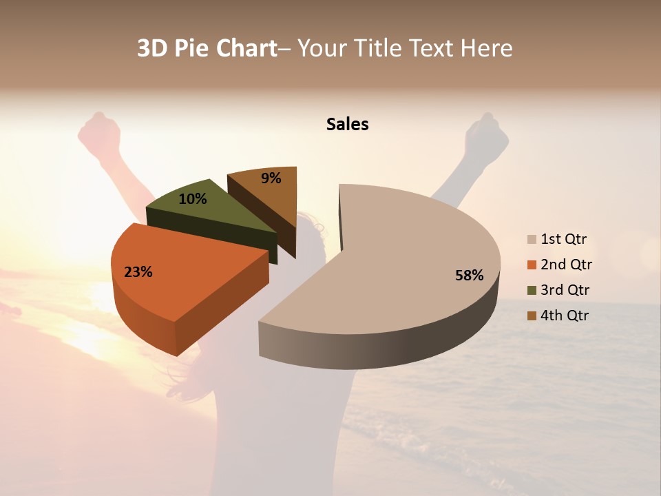 A Person Standing On A Beach With Their Arms In The Air PowerPoint Template