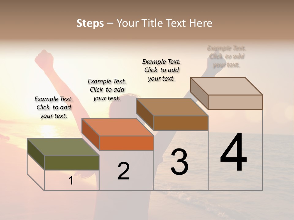 A Person Standing On A Beach With Their Arms In The Air PowerPoint Template