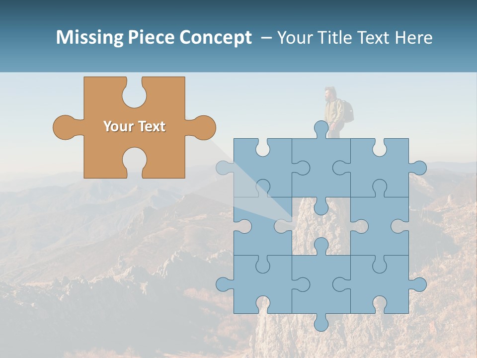 A Man Standing On Top Of A Rock On Top Of A Mountain PowerPoint Template