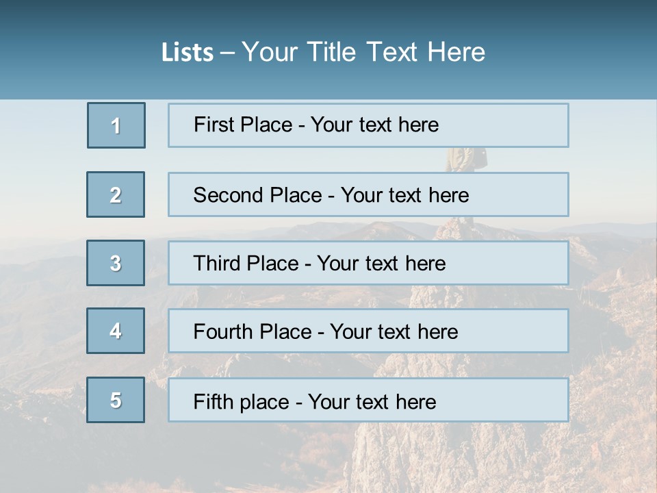 A Man Standing On Top Of A Rock On Top Of A Mountain PowerPoint Template
